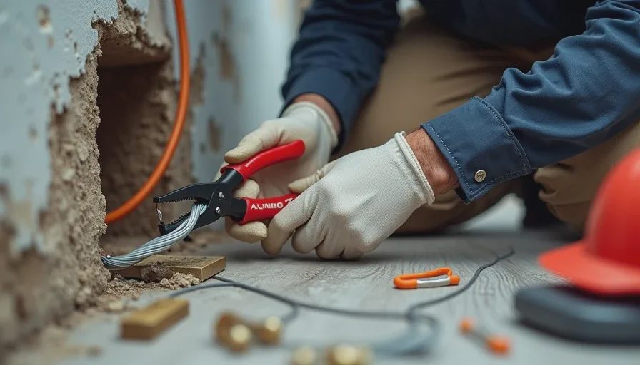 electrician installing alumiconn connector on aluminum wiring for old house safety remediation