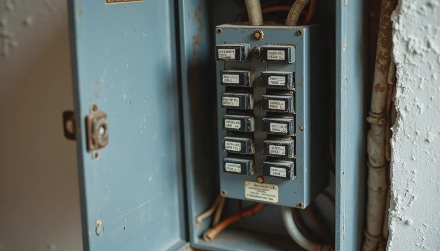 federal pacific stab lok electrical panel discovered during old house inspection needing replacement
