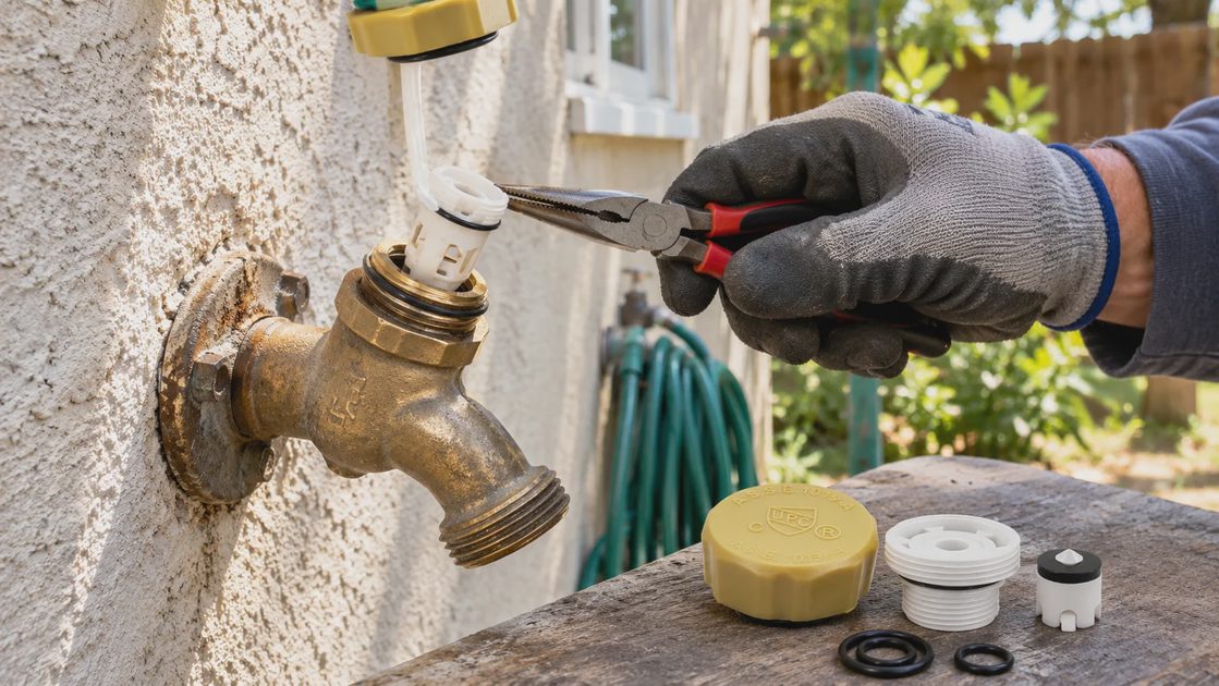 Repairing outdoor faucet vacuum breaker on an old house