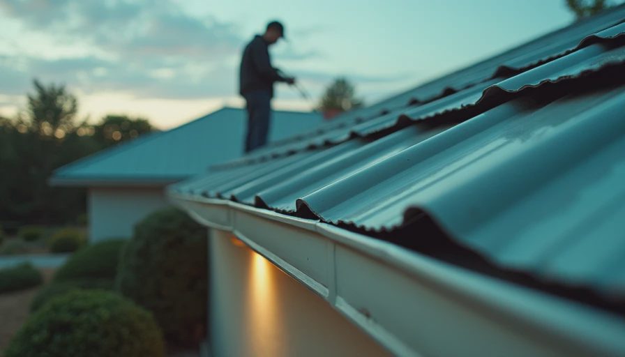 Visual context for gutters on a metal roof