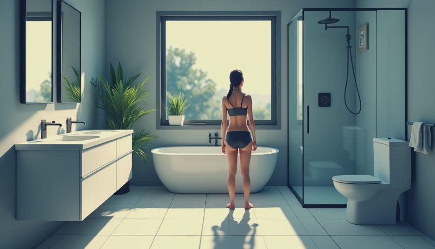 Visual context for transom window in shower